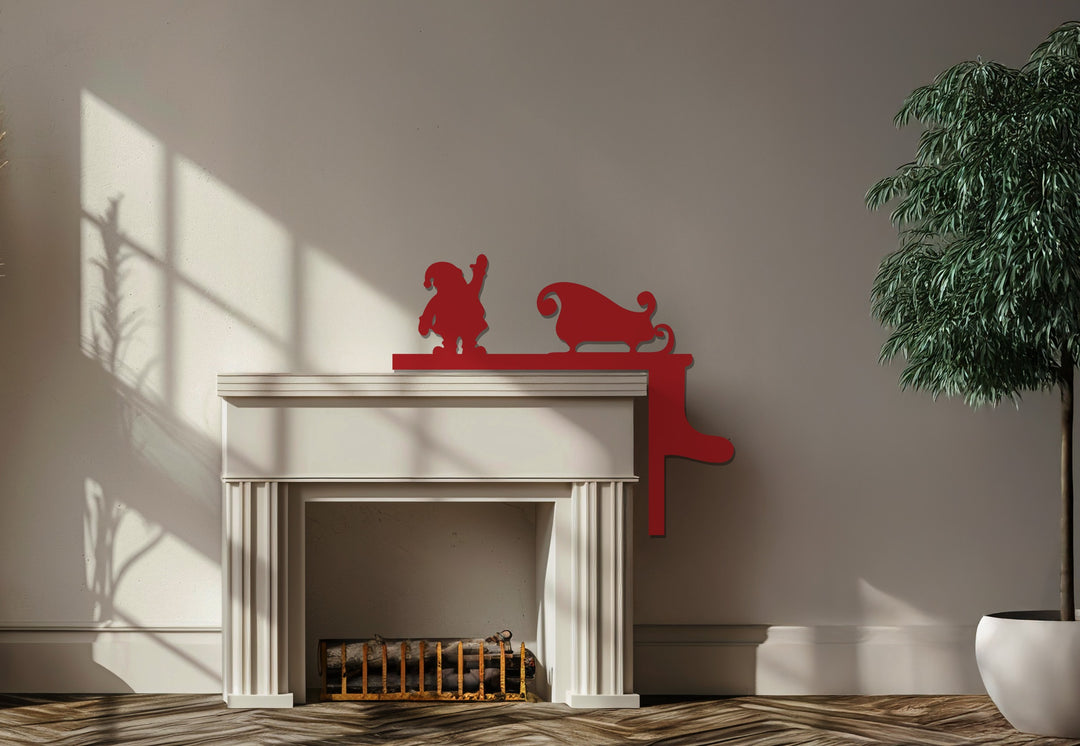 رحلة سانتا على الزلاجة – ديكور معدني للمدفأة بمناسبة عيد الميلاد
