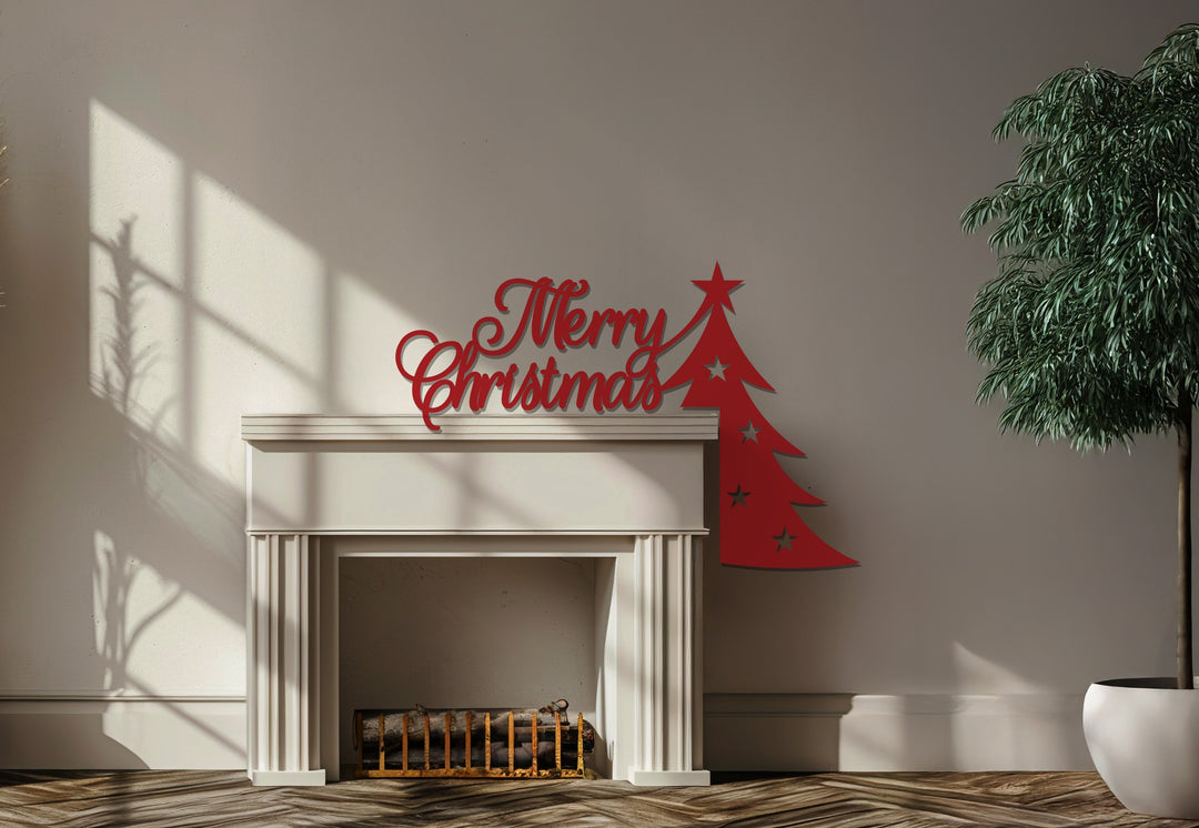شجرة عيد الميلاد المجيد – ديكور معدني للمدفأة