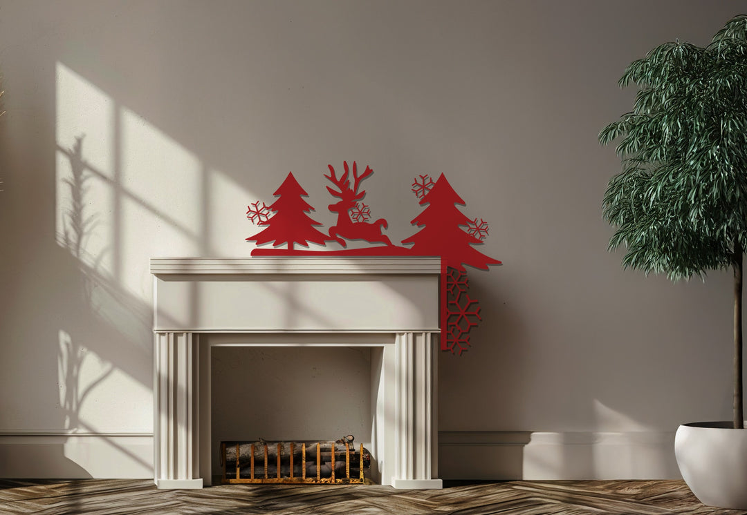 زينة مدفأة معدنية على شكل غزال شتوي - زينة عيد الميلاد