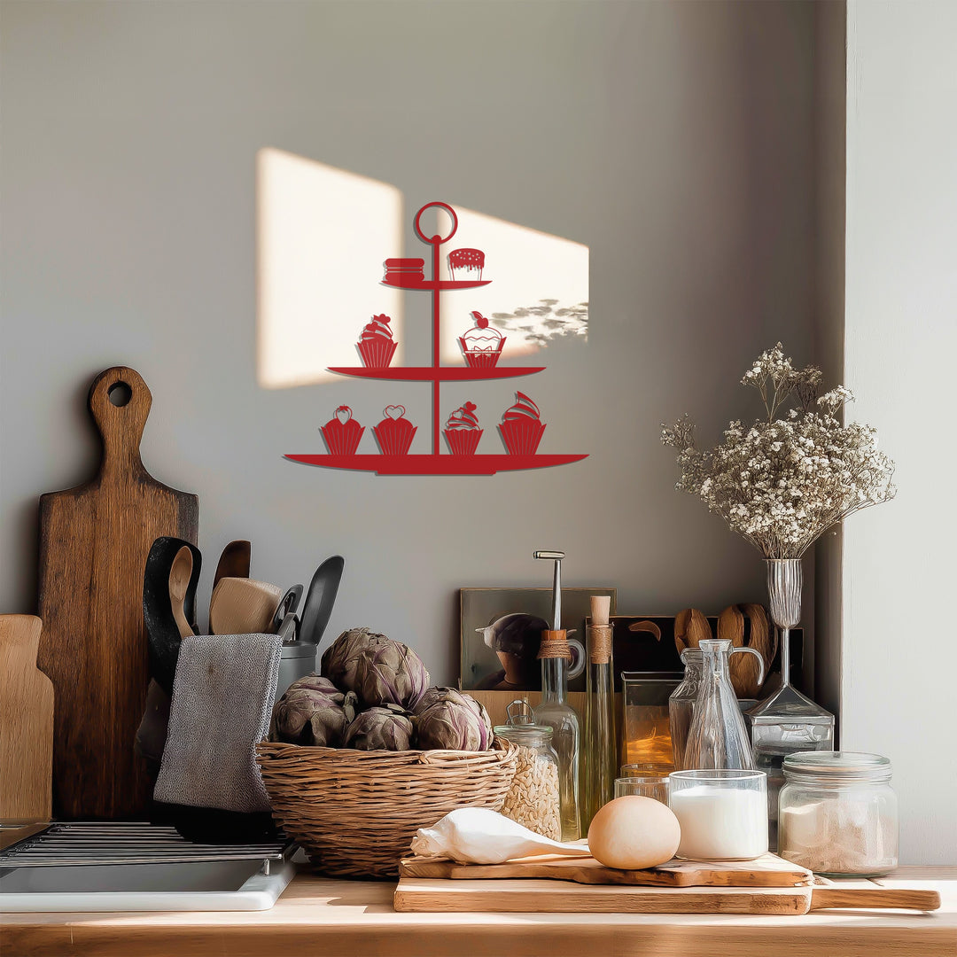 Cupcake Stand Silhouette – Sweet Kitchen Metal Wall Art