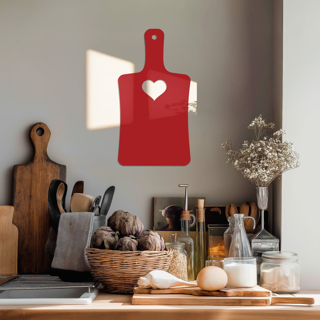 Heart Cutout Cutting Board – Minimalist Kitchen Metal Wall Art