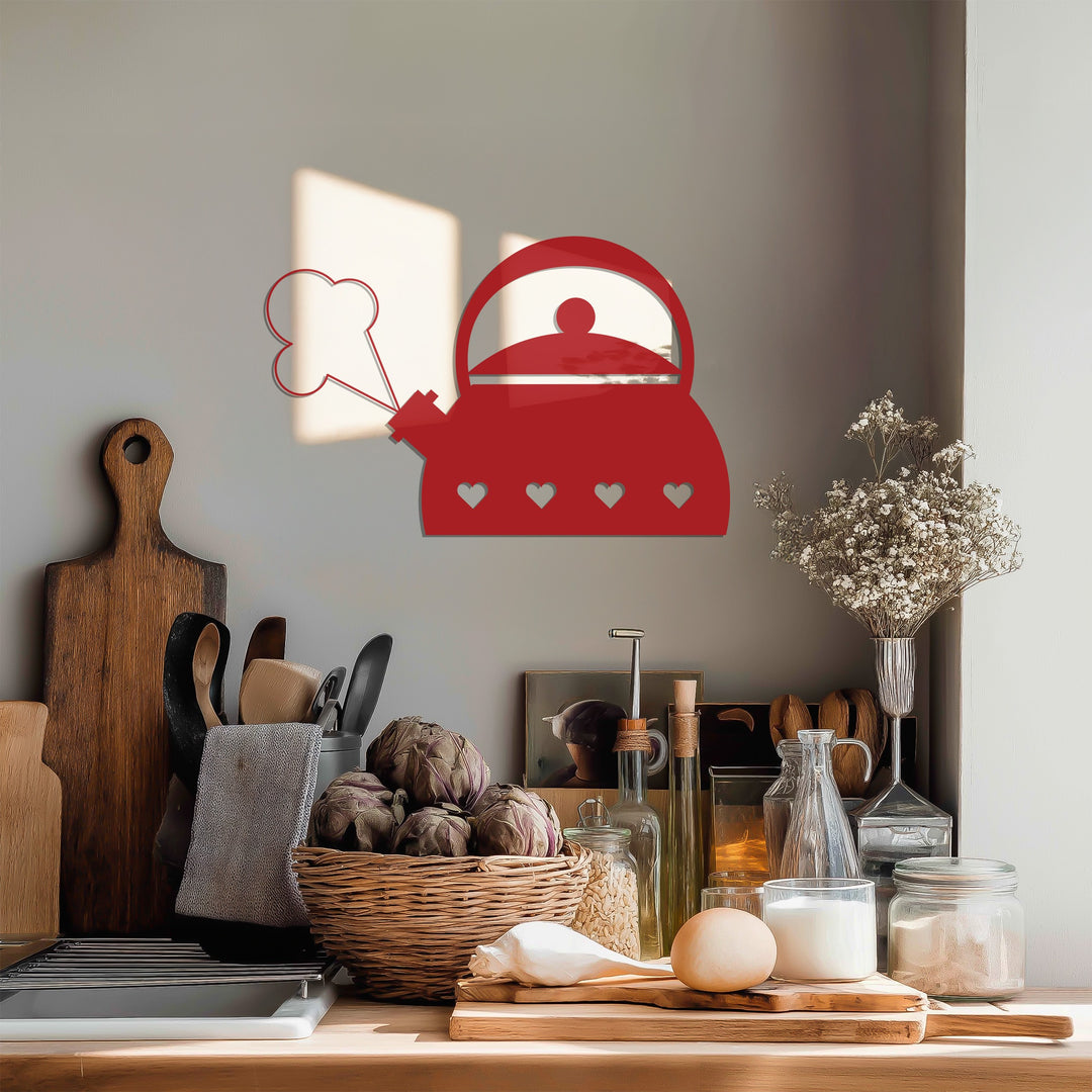 Heart Kettle Silhouette – Cozy Kitchen Metal Wall Art