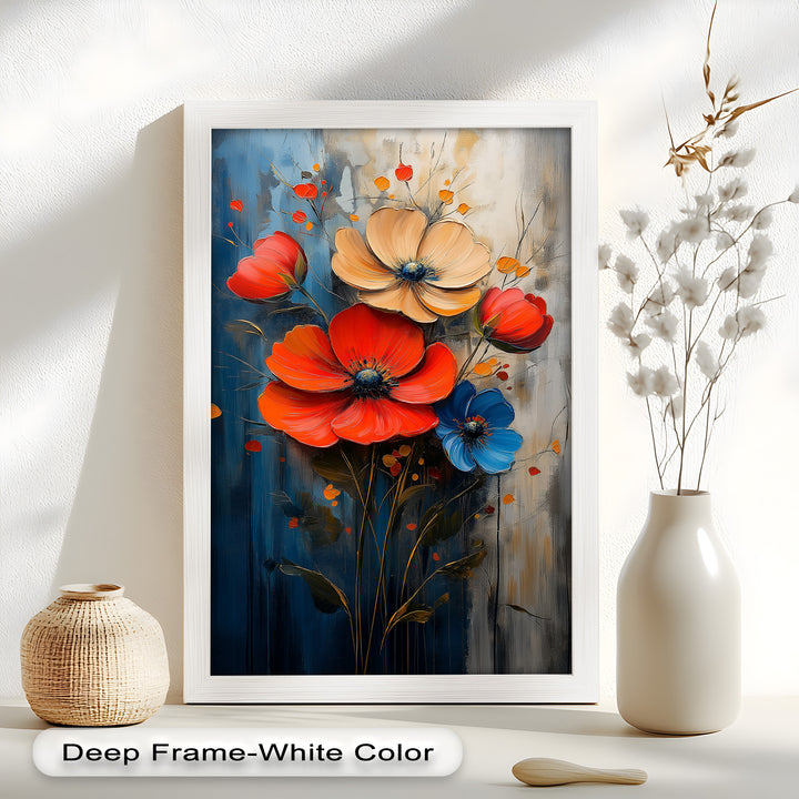 Colorburst Petals – Bold Poppy Bouquet Flower Oil Painting