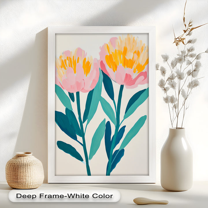 Sunburst Peonies – Modernes Boho-Blumenölgemälde