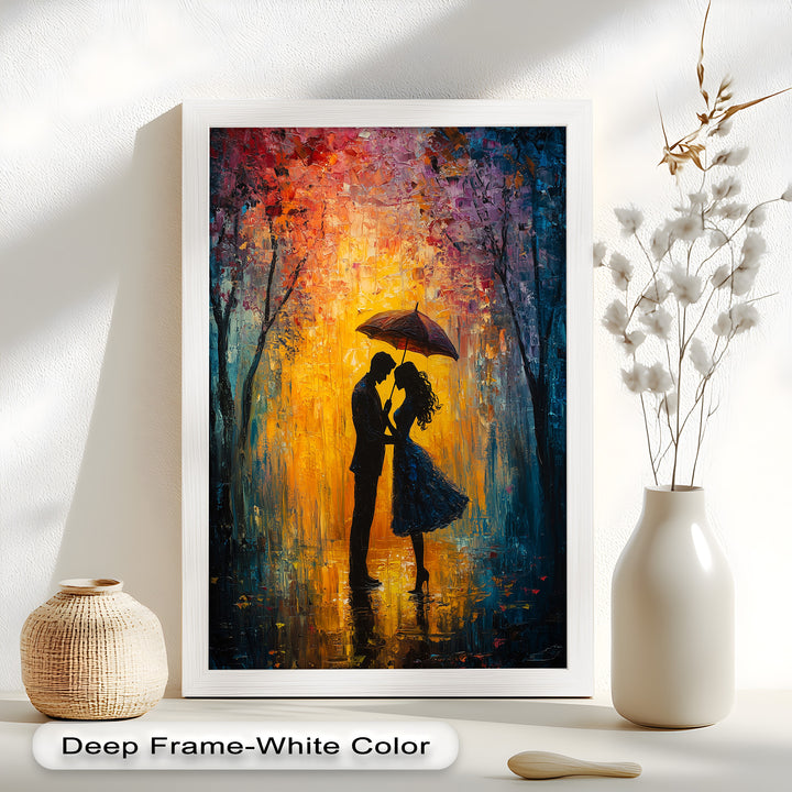 Lovers Under Autumn Glow – Romantic Couple Oil Painting