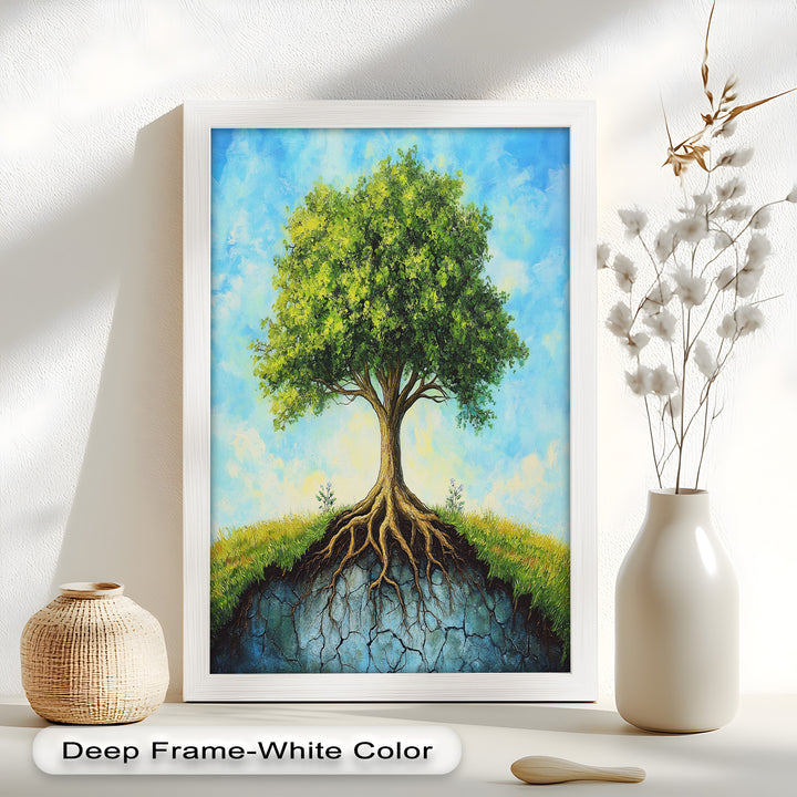 Firmly Planted – Tree of Faith with Roots Oil Painting