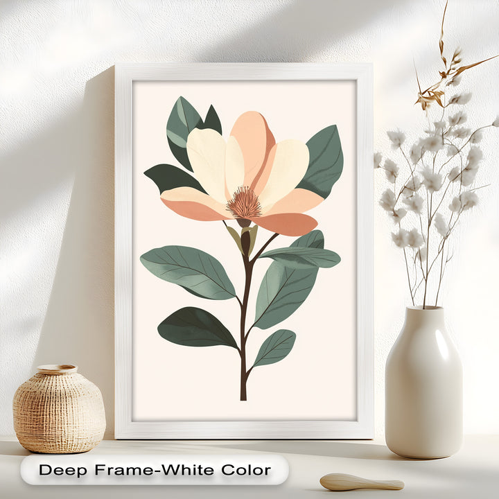 Minimal Magnolia – Elegantes botanisches Ölgemälde