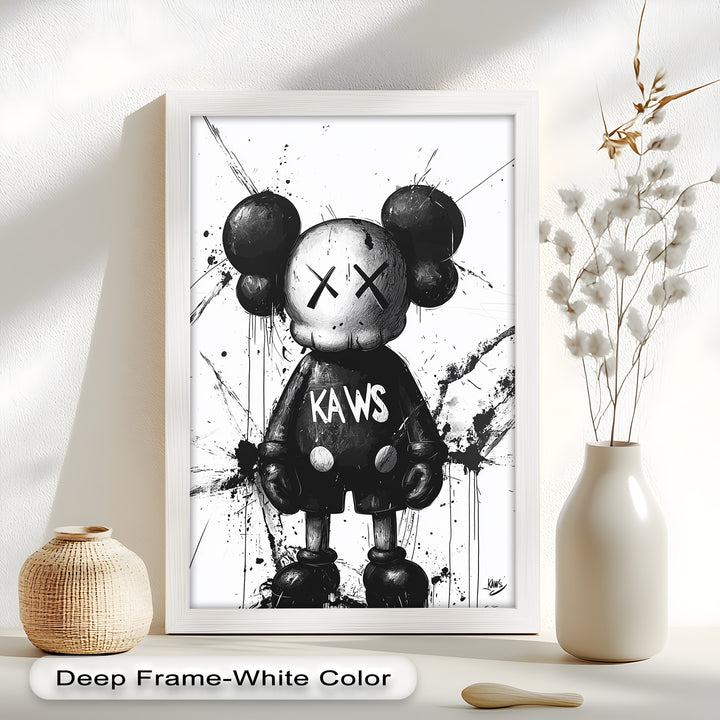 Black & White Figure – KAWS Graffiti Oil Painting