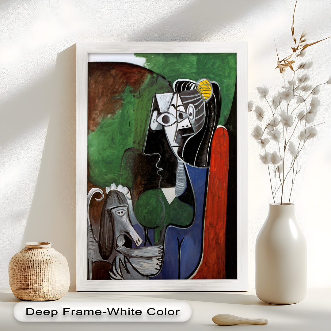 Lady with Poodle – Surreal Cubist Portrait Picasso Oil Painting