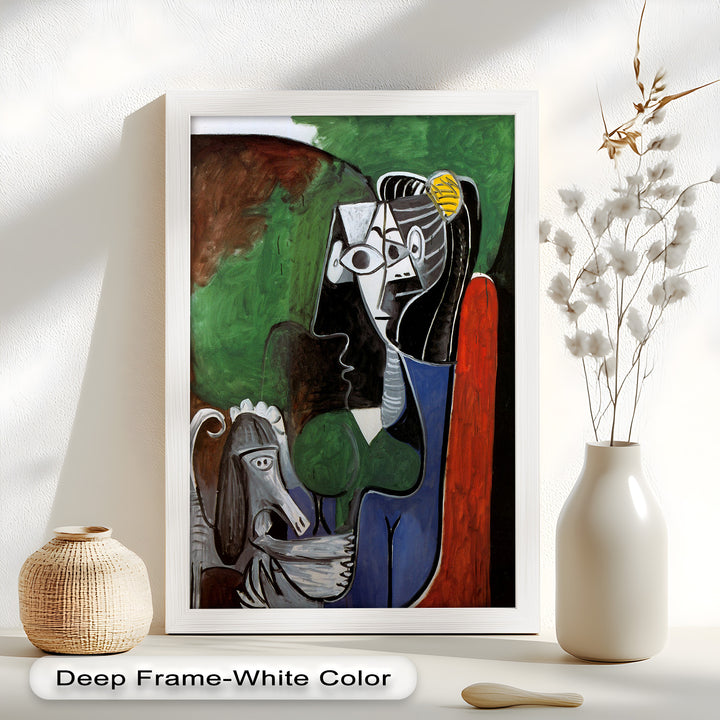 Lady with Poodle – Surreal Cubist Portrait Picasso Oil Painting