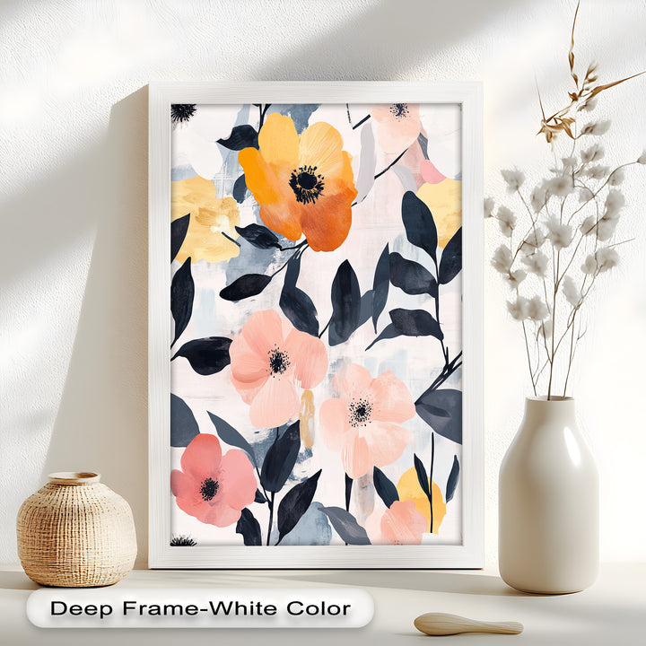Soft Harmony – Peach and Mustard Floral Oil Painting