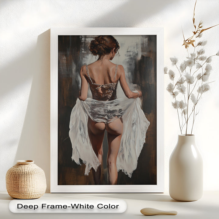 Soft Steps in Lace – Romantic Figurative Nude Oil Painting