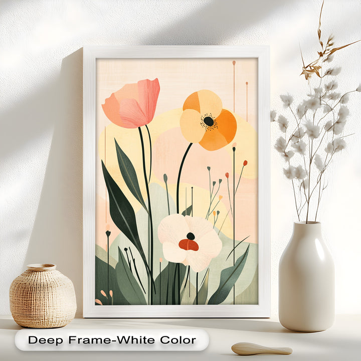 Sonnengeküsstes Trio – Minimalistisches florales Ölgemälde