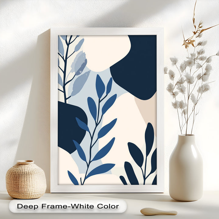 Indigo Serenity – Minimalist Botanical Oil Painting