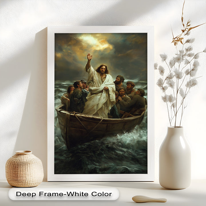 Jesus Calming the Storm Wall Art – Religious Oil Painting