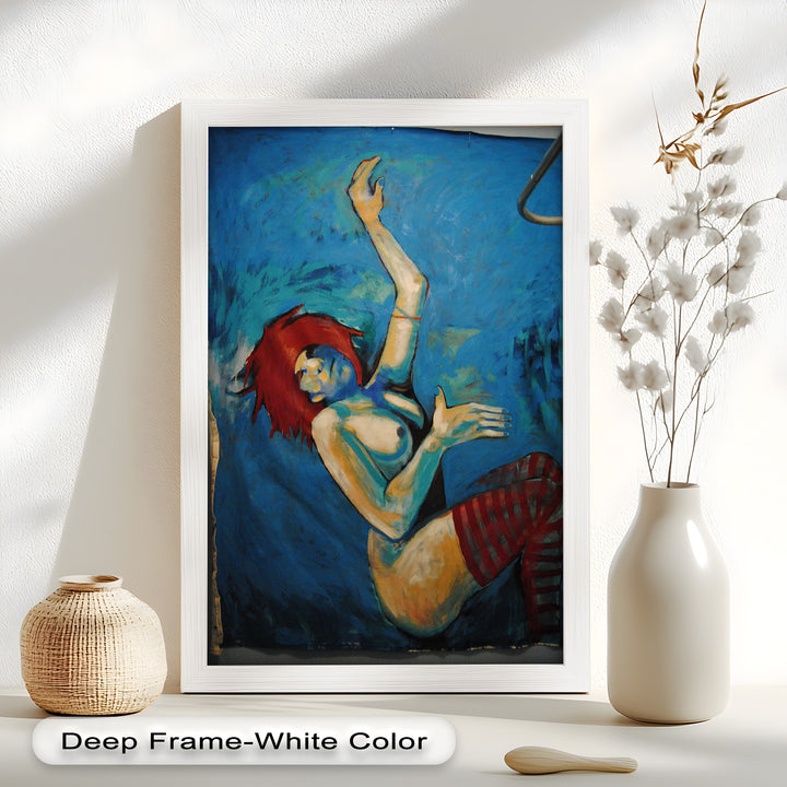 Descent in Blue – Expressionist Female Nude Picasso Oil Painting
