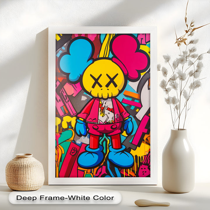 Neon Rebellion – KAWS Graffiti Ölgemälde