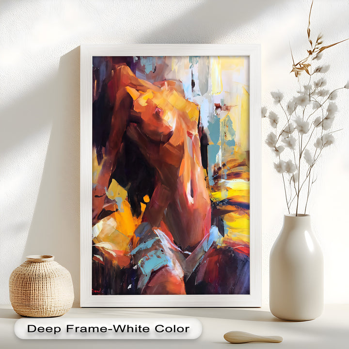Ember Silhouette – Bold Abstract Nude Oil Painting