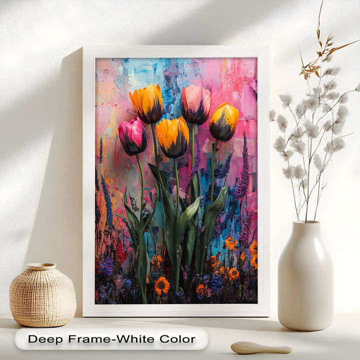 Colorful Tulip Garden - Flower Oil Painting