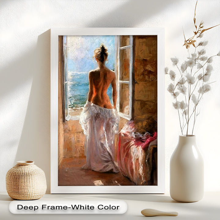 Whispers of the Sea – Romantic Woman by the Ocean Nude Oil Painting