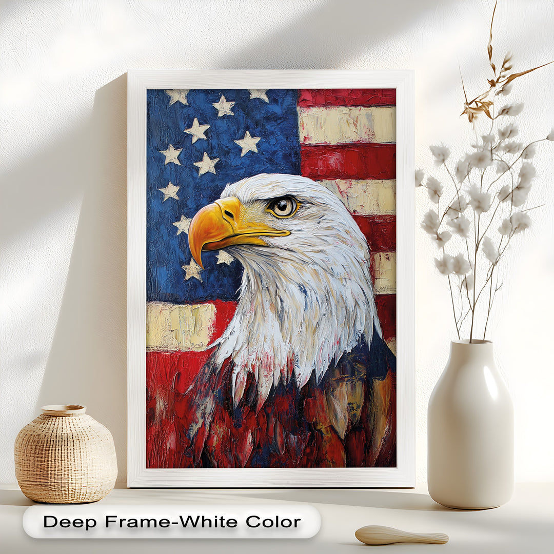 Amerikanischer Weißkopfseeadler Portrait - Patriotisches Ölgemälde