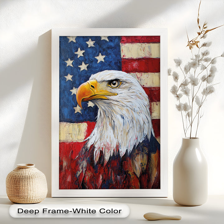 Amerikanischer Weißkopfseeadler Portrait - Patriotisches Ölgemälde