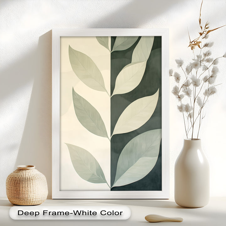Minimalist Leaf  – Monochrome Botanical Oil Painting