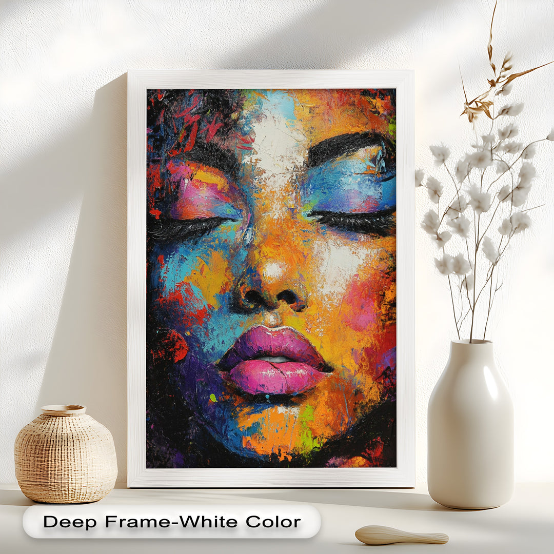 Chromatic Reverie – Bold Female Portrait in Abstract Oil Painting