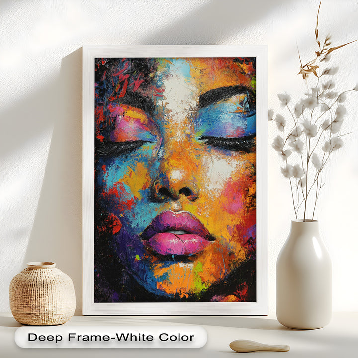 Chromatic Reverie – Bold Female Portrait in Abstract Oil Painting