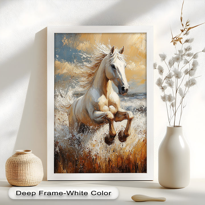 Spirit of the Wind – White Horse Oil Painting