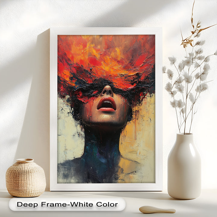 Inferno Within – Fiery Emotional Expression Abstract Oil Painting