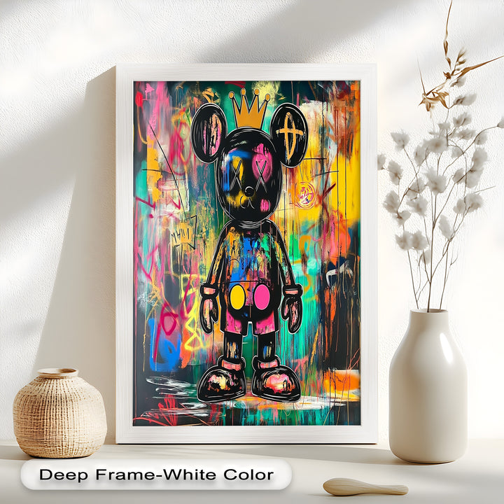 Crowned Chaos – Neon Royal KAWS Oil Painting