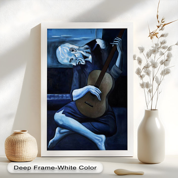 Melancholy Strings – Blue Period-Inspired Guitarist Oil Painting