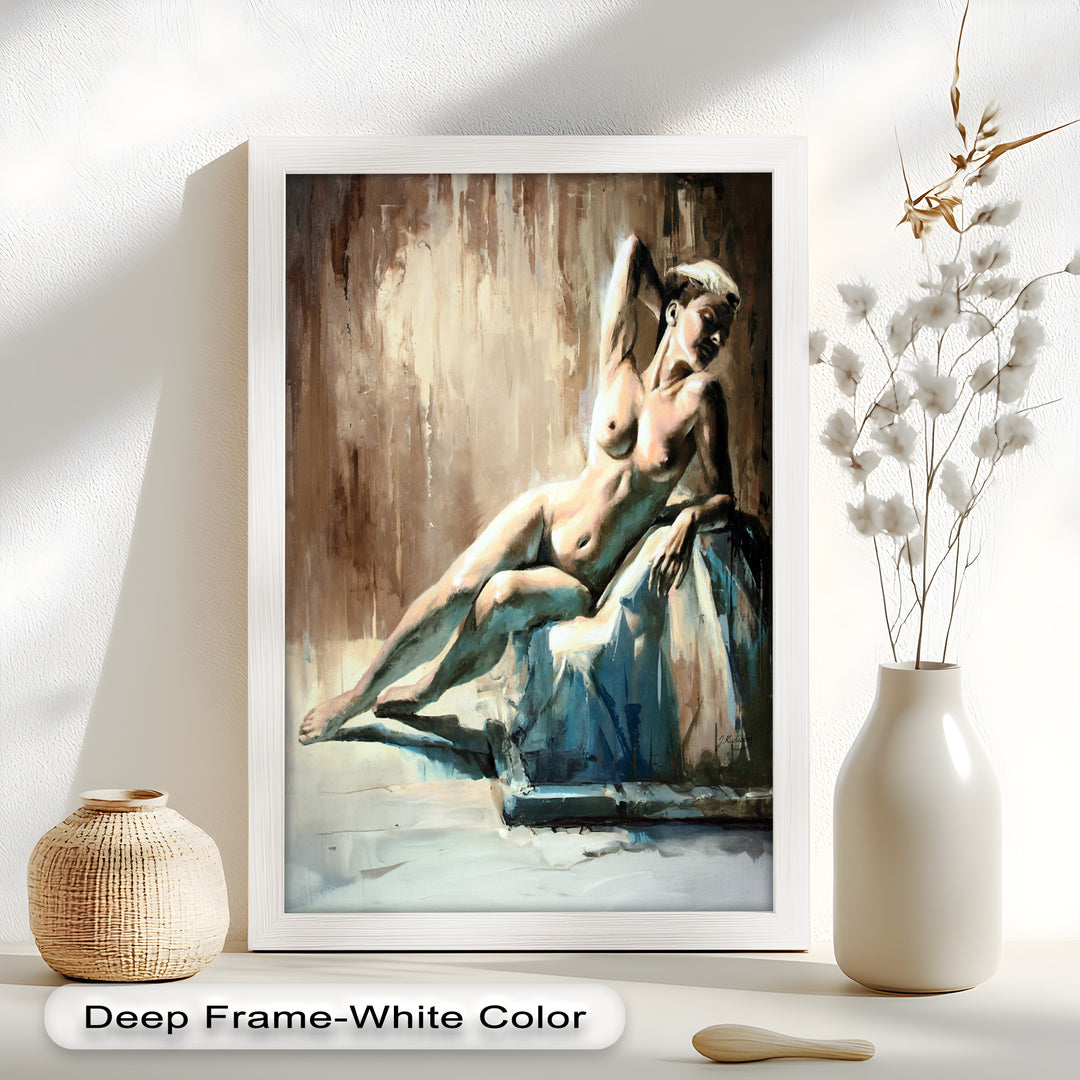 Echoes of Light – Modern Reclining Nude Oil Painting
