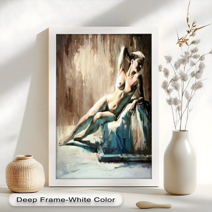 Echoes of Light – Modern Reclining Nude Oil Painting