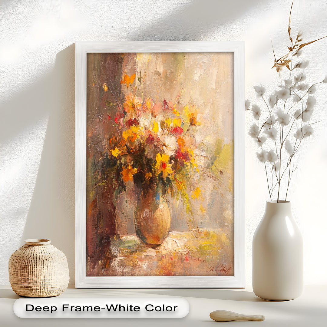 Sunlit Harmony – Vibrant Wildflower Still Life Flower Oil Painting