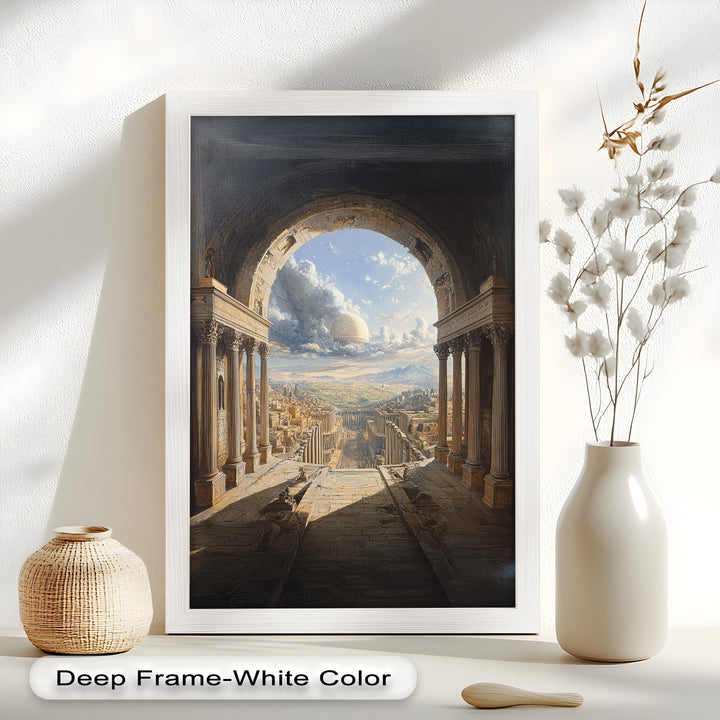 Celestial Archway over an Ancient Metropolis – Renaissance Oil Painting