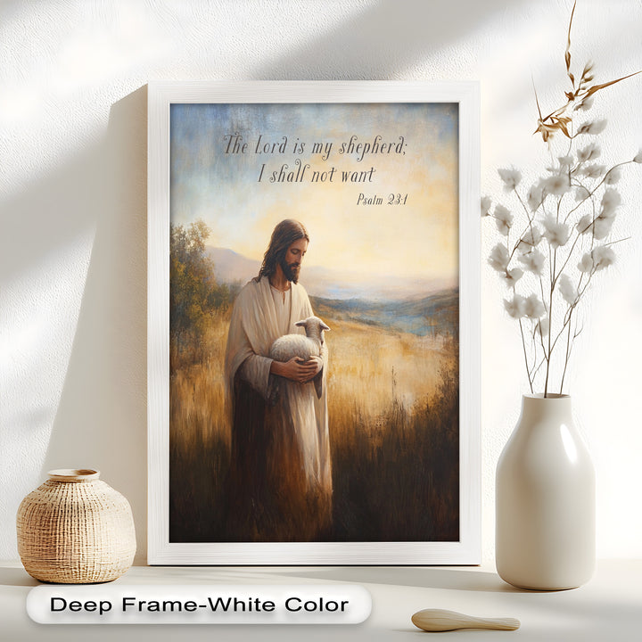 Psalm 23:1 – The Lord is My Shepherd Bible Verse Oil Painting