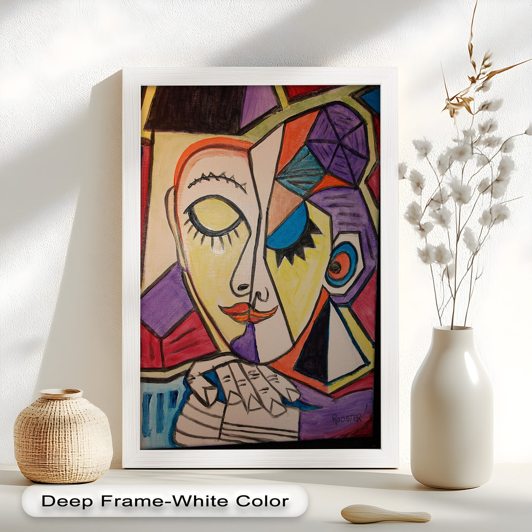 Unified Gaze – Dual Expression Abstract Picasso Oil Painting