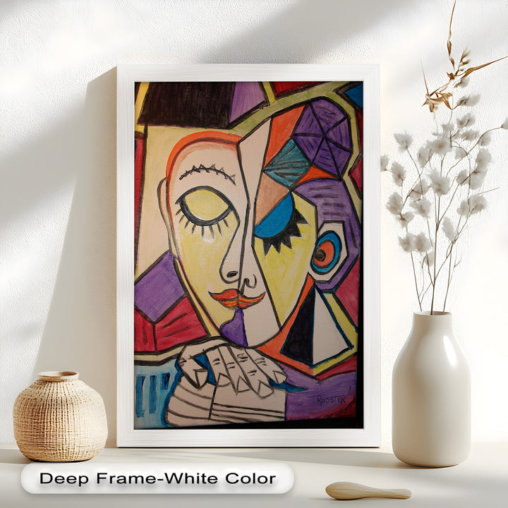 Unified Gaze – Dual Expression Abstract Picasso Oil Painting