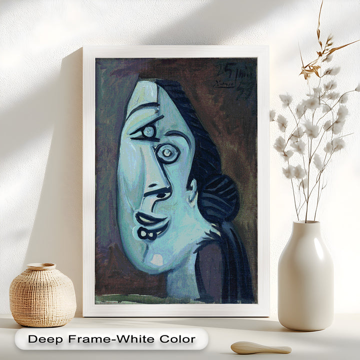 Twilight Reflections – Blue Cubist Woman Picasso Oil Painting