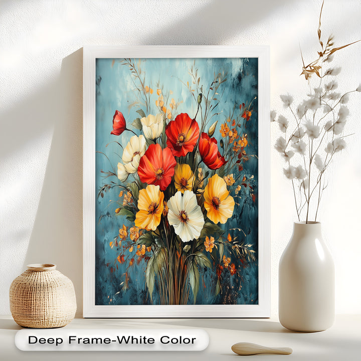 Vibrant Harmony – Multicolored Bloom Bouquet Flower Oil Painting