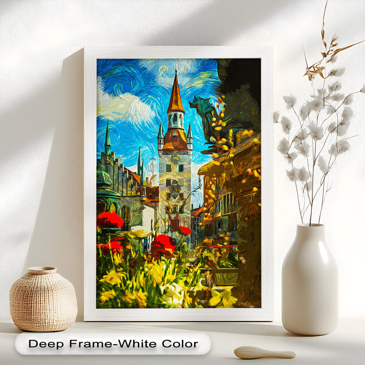 Sunlit Cathedral Square – Vibrant European Cityscape Picasso Oil Painting