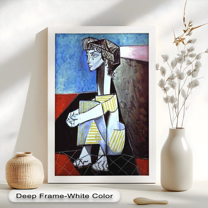 Seated Boy with Striped Garment – Picasso Oil Painting