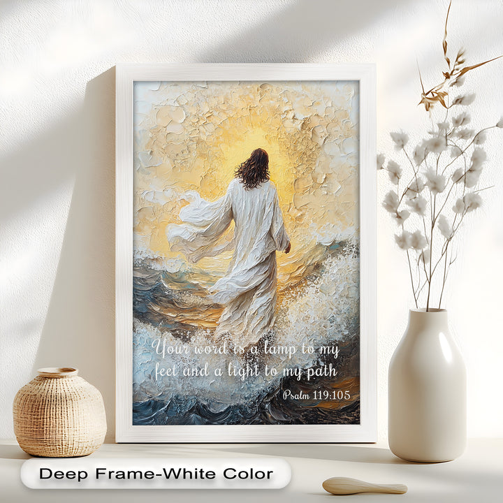 Psalm 119:105 – Your Word is a Lamp Bible Verse Oil Painting