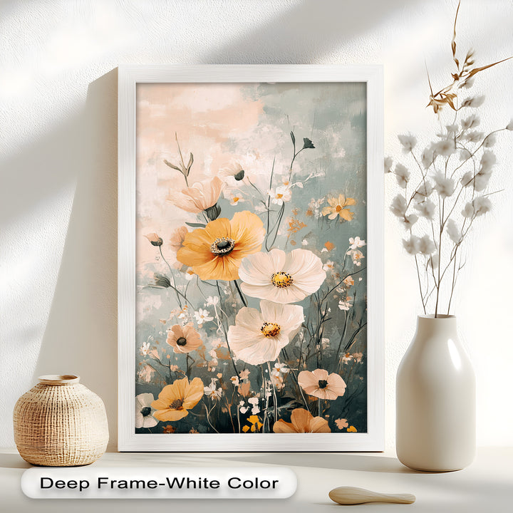 Golden Meadow Bloom - Boho Oil Painting