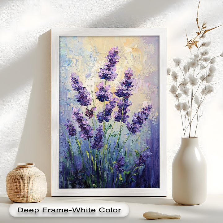 Impressionist Lavender Stalks - Flower Oil Painting