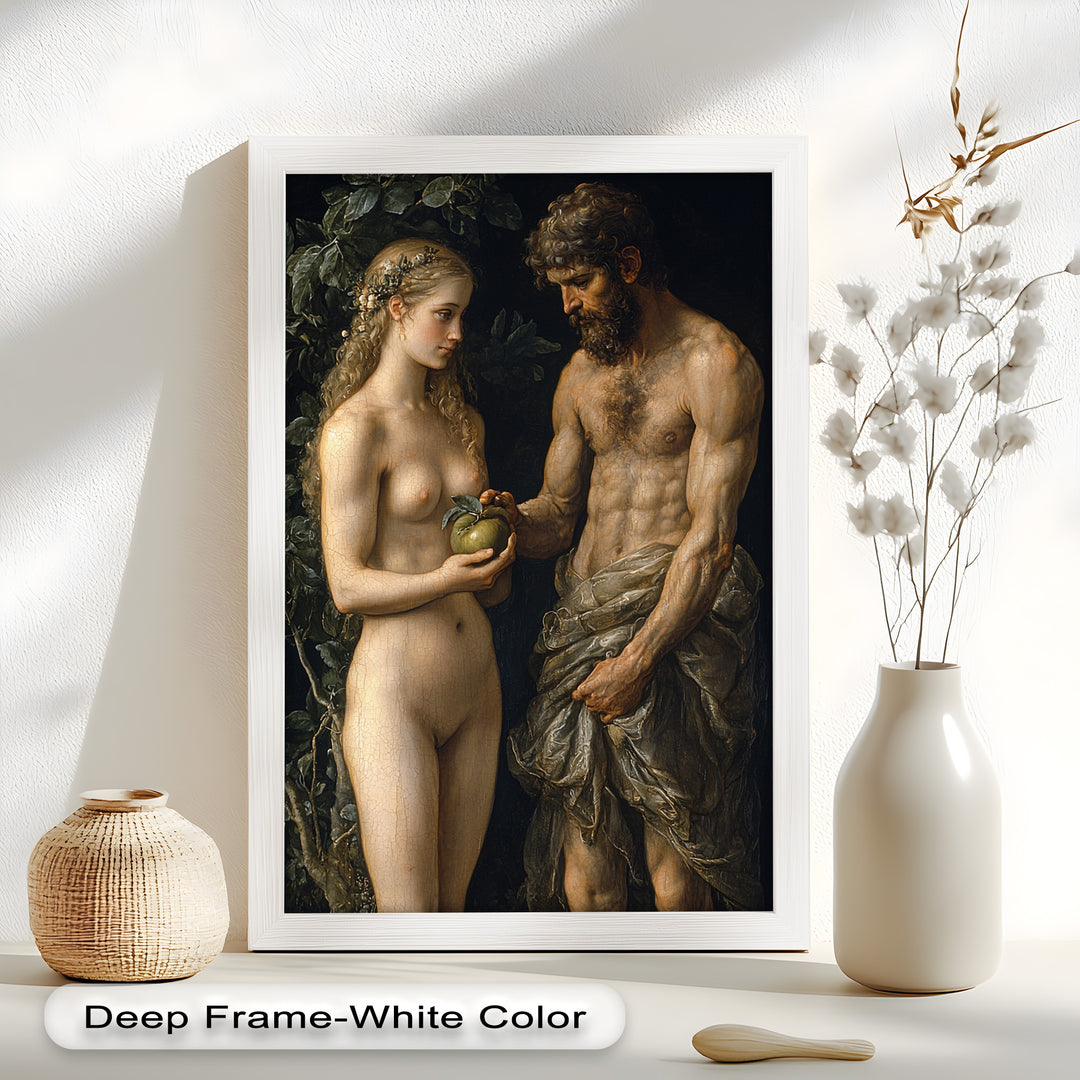 First Temptation – Adam and Eve Renaissance Oil Painting