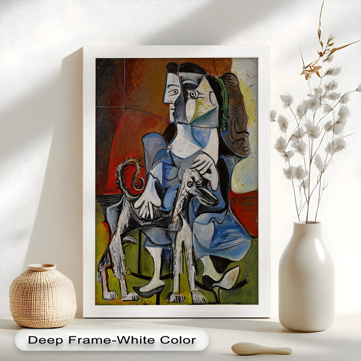 Loyal Companion – Picasso Style Woman with Dog Oil Painting