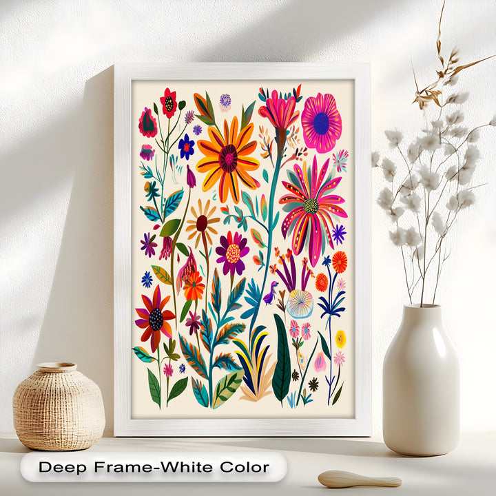 Wild Bloom Symphony – Vibrant Botanical Oil Painting